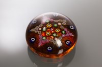 Lot 576 - PAUL YSART GLASS PAPERWEIGHT the centre set...