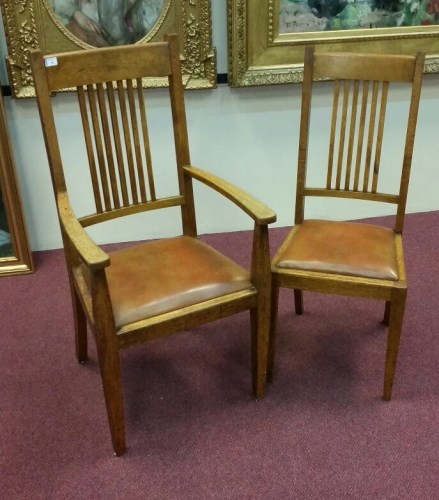 Lot 980 - SEVEN OAK DINING CHAIRS OF ARTS AND CRAFTS...