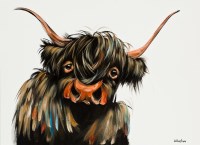 Lot 2240 - * ELAINE JOHNSTON, HIGHLAND CATTLE acrylic on...