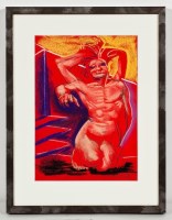 Lot 2293 - * FRANK MCFADDEN, L'HOMME EN ROUGE pastel on...