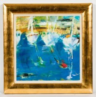 Lot 2307 - * MURIEL BARCLAY, MOORED AT ULLAPOOL oil on...