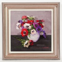 Lot 2365 - * ANNE DONALD, ANEMONES oil on canvas, signed...