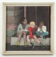 Lot 2388 - * ALICE SAYER, ALL GOD'S CHILDREN oil on...