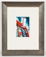 Lot 2425 - BRYAN EVANS, RED SPIRAL CLOSE watercolour on...