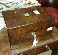 Lot 1031 - VICTORIAN WALNUT TRAVELLING DRESSING CASE the...