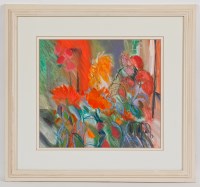 Lot 2153 - * IRENE LESLEY MAIN, FLOWERS WITH RED AND...