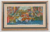 Lot 2199 - * CYNTHIA WALL, WINDOW LEDGE oil on board,...