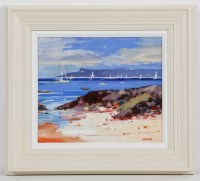 Lot 2274 - ALISTAIR BENNINE, TOWARDS EIGG acrylic on...