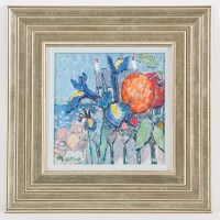 Lot 2322 - DONALD MANSON, IRISES & APPLES BY THE NORTH...