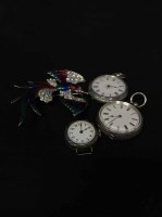 Lot 5 - THREE SILVER WATCHES along with various silver...