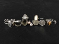 Lot 13 - FOURTEEN SILVER RINGS along with a silver...
