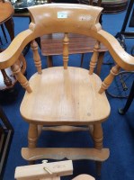 Lot 23 - ARTIST'S EASEL, RAIL BACK CHAIR AND A TWO TIER...