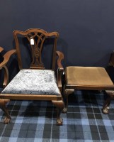 Lot 60 - CHIPPENDALE STYLE BEDROOM CHAIR scroll arms,...