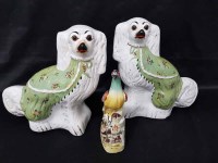 Lot 77 - PAIR OF STAFFORDSHIRE DOGS modelled wearing...