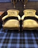 Lot 135 - PAIR OF EDWARDIAN DRAWING ROOM ARMCHAIRS