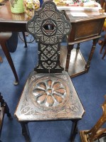 Lot 167 - CARVED HALL CHAIR