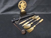 Lot 188 - TWO SETS OF HORN SALAD SERVERS AND A GREEN...