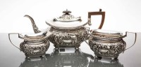 Lot 265 - EDWARDIAN SILVER THREE PIECE TEA SERVICE maker...
