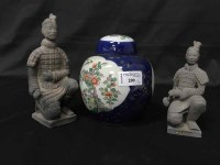 Lot 209 - JAPANESE GINGER JAR together with two clay...