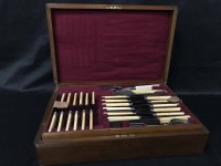 Lot 210 - CANTEEN OF IVORINE HANDLED FIDDLE PATTERN CUTLERY
