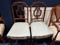 Lot 229 - TWO CANE BACKED ARMCHAIRS AND A PAIR OF...