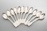 Lot 272 - SET OF ELEVEN GEORGE III FIDDLE PATTERN SILVER...