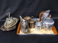 Lot 302 - PICQUOT WARE TEA SERVICE AND TRAY together...