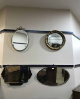 Lot 310 - TWO ART DECO MIRRORS, CONVEX MIRROR AND...