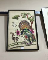 Lot 321 - THREE CHINESE EMBROIDERIES AND TWO PRINTS