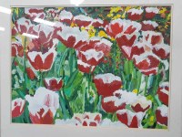 Lot 349 - FINLAY MACKINTOSH, TULIPS watercolour on paper,...