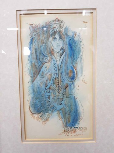Lot 354 - MAIE E JARVIE, BLUE PRINCESS watercolour,...