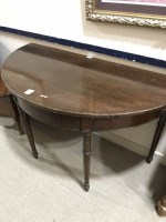 Lot 371 - MAHOGANY DEMILUNE TABLE AND AN OCTAGONAL TABLE