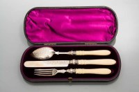 Lot 282 - VICTORIAN SILVER AND IVORY HANDLED CHRISTENING...