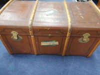 Lot 404 - LARGE WOODEN BOUND TRUNK