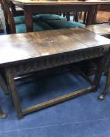 Lot 409 - MODERN NEST OF TABLES together with a oak coal...