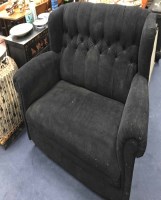 Lot 419 - BLACK FABRIC TWO SEATER SETTEE