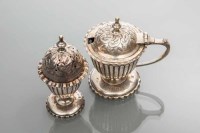Lot 288 - VICTORIAN SILVER MUSTARD POT AND PEPPER SHAKER...
