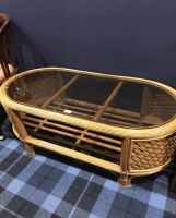 Lot 447 - WICKER COFFEE TABLE together with one other