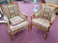 Lot 475 - TWO FRENCH STYLE ARMCHAIRS