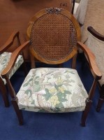 Lot 476 - PAIR OF CANE BACK ARMCHAIRS