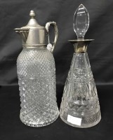 Lot 491 - SILVER COLLARED DECANTER along with four...