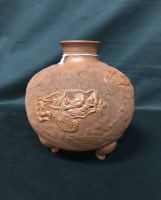 Lot 549 - CHINESE TERRACOTTA VASE decorated with dragons