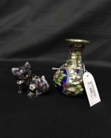 Lot 552 - CLOISONNE WARE comprising a baluster vase,...