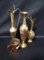 Lot 565 - BRASS WARE comprising a number of vases, ewers...