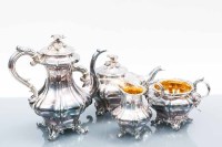 Lot 320 - VICTORIAN SILVER PLATED FOUR PIECE TEA AND...