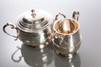 Lot 328 - QUEEN ANNE STYLE SILVER COVERED SUGAR BOWL AND...