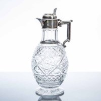 Lot 330 - VICTORIAN SILVER MOUNTED CUT CRYSTAL CLARET...