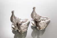 Lot 336 - PAIR OF MODERN SILVER PHEASANT TABLE ORNAMENTS...