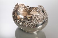 Lot 339 - UNUSUAL EDWARDIAN PLANISHED SILVER BOWL maker...