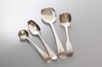 Lot 343 - FOUR GEORGIAN SILVER SPOONS including a George...